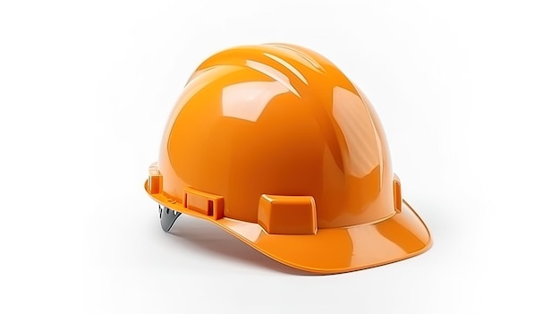 Casco de seguridad naranja trabajador laboral fondo blanco.