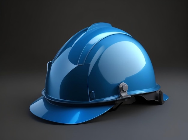 Un casco de trabajador azul.