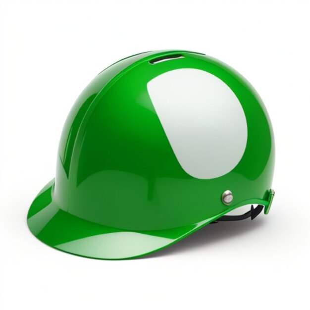 Casco verde apoyado sobre una superficie blanca