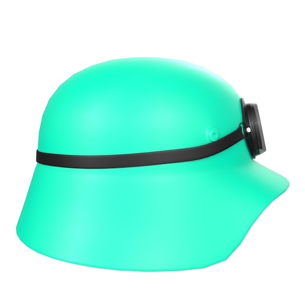 Un casco verde con una banda negra en el frente.