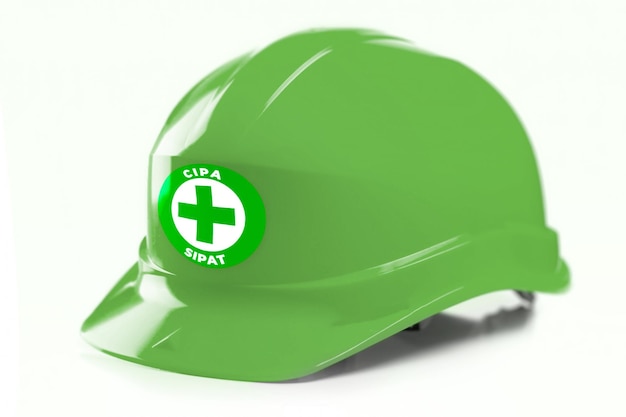 Foto un casco verde con un círculo verde que dice cita.