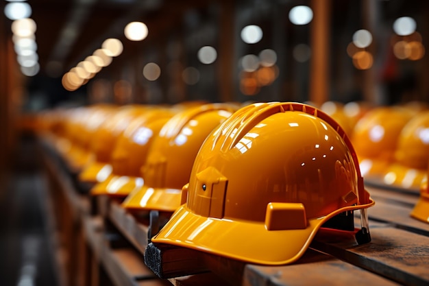 Los cascos de seguridad simbolizan el trabajo en equipo y el progreso de la industria en el concepto de construcción
