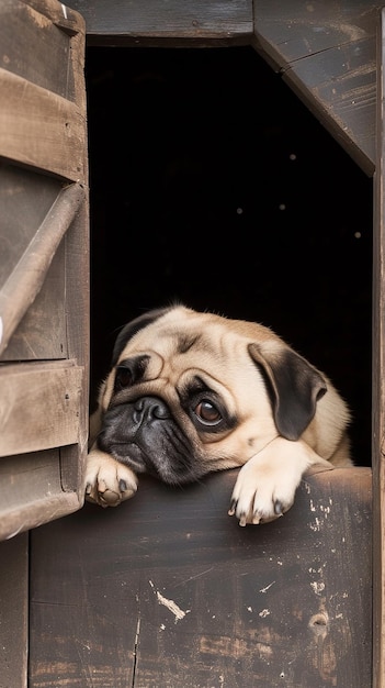 Foto una caseta de madera para perros