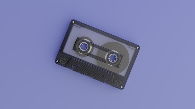 Casete de audio retro 3D con ilustración de los años 70s 80s 90s años cinta de audio popular Música mínima