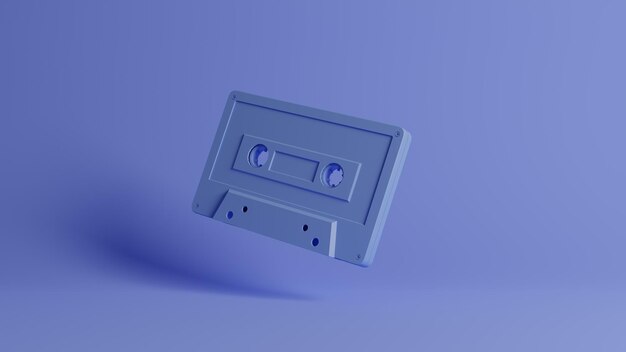 Casete de audio retro 3D con ilustración de los años 70s 80s 90s años cinta de audio popular Música mínima