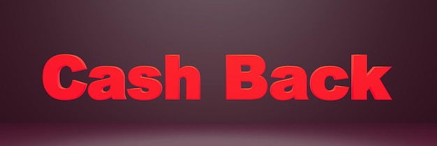 Cash back rojo texto 3d render letras web descuento banner