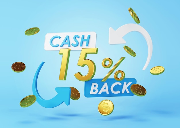 Cash-Back-Service Konzept der Geldrückerstattung und der digitalen Zahlung 3D-Rendering