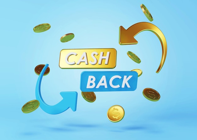 Cash-Back-Service Konzept der Geldrückerstattung und digitalen Zahlung 3D-Rendering