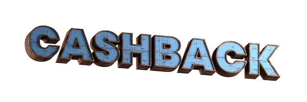 cashback 3d renderizado palavra texturizada de metal enferrujado