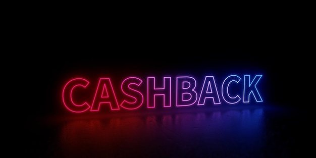 cashback palabra texto 3d renderizado contorno neón estilo ilustración aislado 3D Ilustración