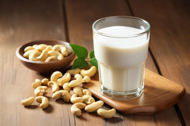 Foto cashewmilch mit nussgarnierung