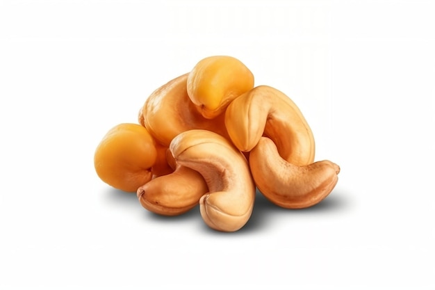 Cashewnüsse isoliert auf weißem Hintergrund Generative KI