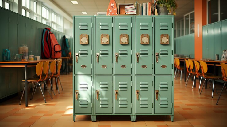 El casillero de la escuela en el pasillo.