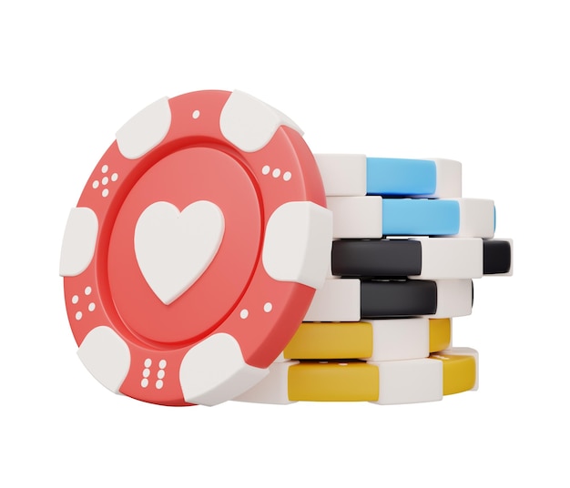 Casino-Chip-Stack 3d rendern minimale kreative Glücksspielillustration