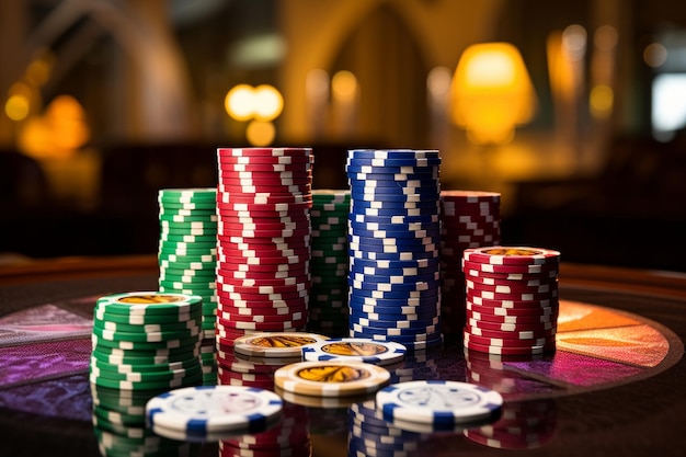 Casino-Chips auf dem Tisch