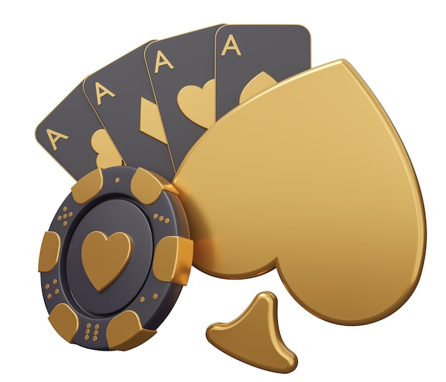 Casino Poker Gold 3D-Illustration rendern minimale kreative Glücksspielillustration