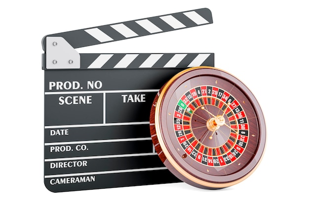 Foto casino-roulette mit clapperboard 3d-rendering