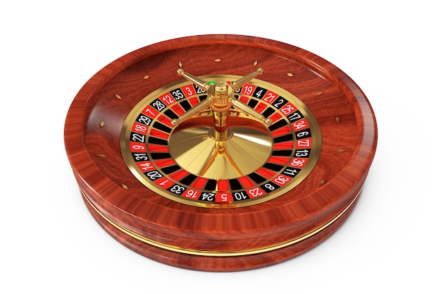 Casino-Roulette-Rad auf weißem Hintergrund. 3D-Rendering.