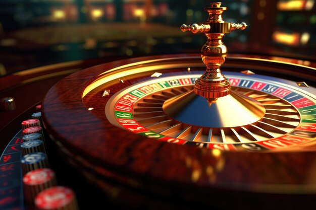 Foto casino-roulette-rad roulette-tisch in der nähe des casinos generative ki-illustration