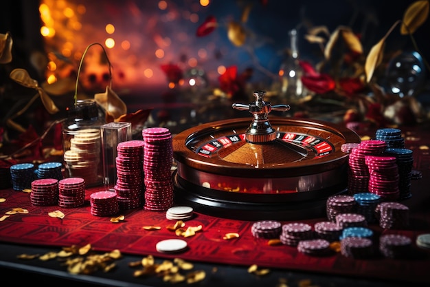 Casinos en línea juegos de azar vida nocturna cartas de póquer ruleta dados entretenimiento fichas apuestas