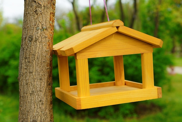 Casita para aves en el jardín al aire libre