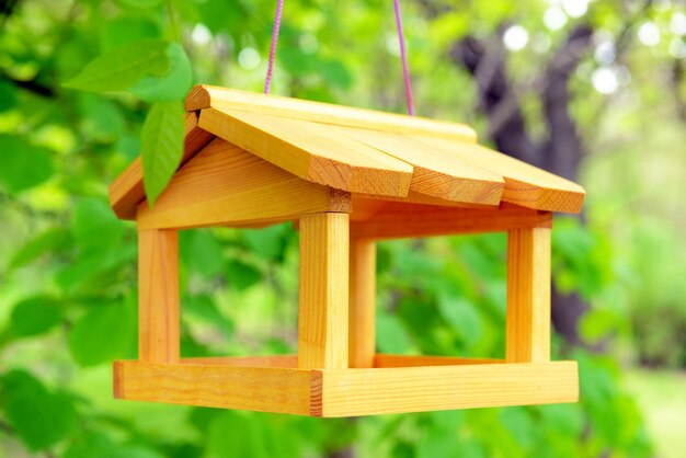 Casita para aves en el jardín al aire libre