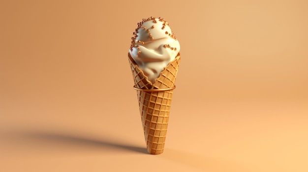 Casquinha de sorvete em fundo brilhante Conceito mínimo de verão Generative ai