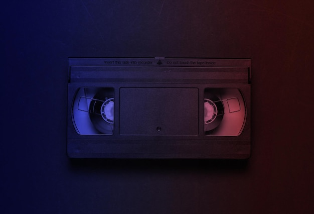 Cassete de vídeo em luz neon mídia de armazenamento retrô fita de vídeo dos anos 80
