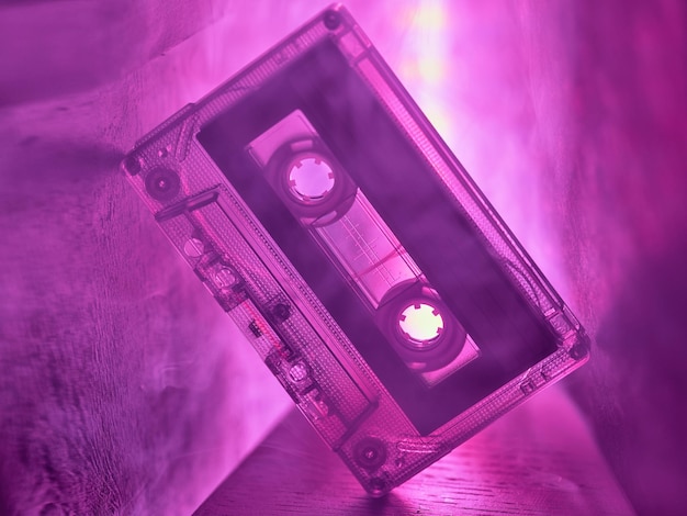 Cassette de audio en luz de neón