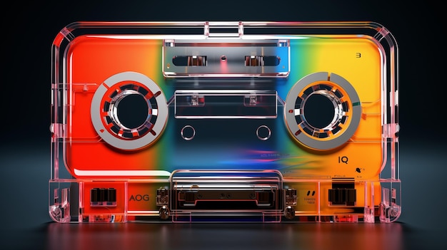 Cassette de audio Retro música vintage de los años ochenta canciones de fiesta ilustración en 3D