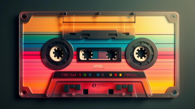 Foto cassette de audio retro música vintage de los años ochenta canciones de fiesta ilustración en 3d
