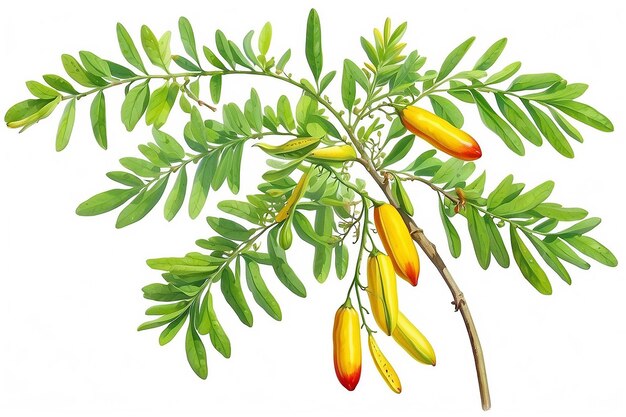 Cassia tora Sicklepod em fundo branco