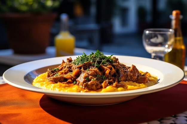 Cassoeula tradicional con un lado de polenta