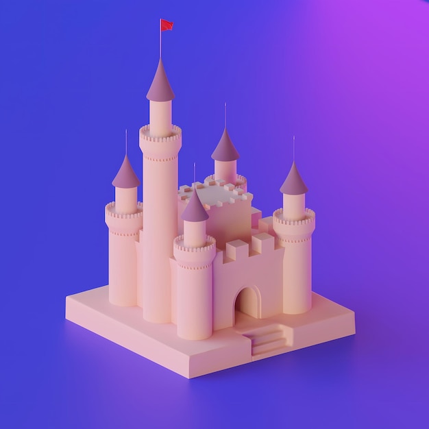 Casta isométrica en 3d en una paleta de colores abstractos