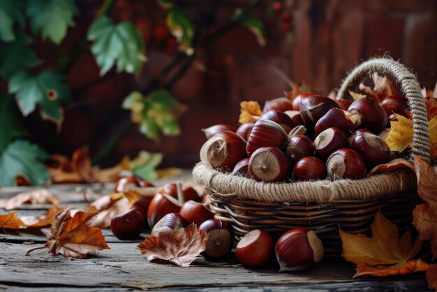 Foto castanhas frescas na mesa