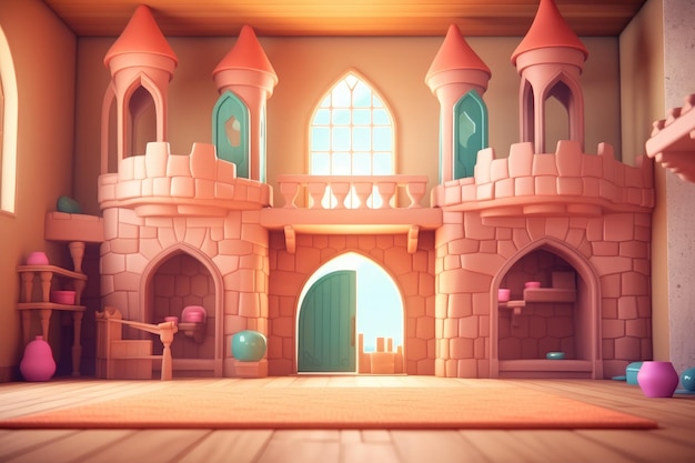 Castelo de fantasia de desenho animado para crianças
