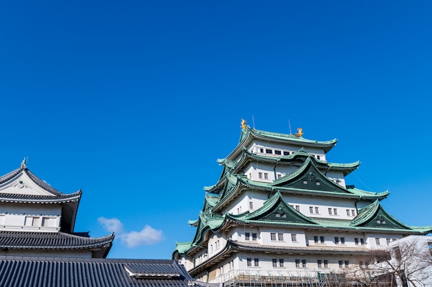 Castelo de nagoya e skyline da cidade no japão