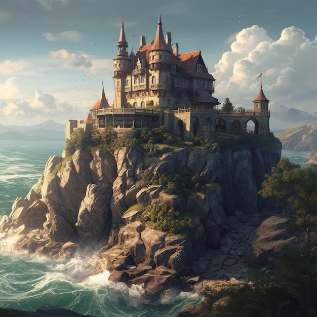 Castelo em um penhasco à beira-mar