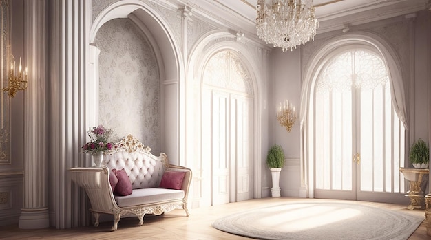 Castelo interior elegante renderização 3d