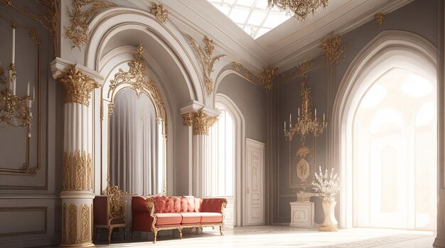 Castelo interior elegante renderização 3d