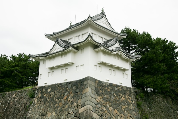 Foto castelo japonês na cidade de nagoya e visitantes em seus jardins