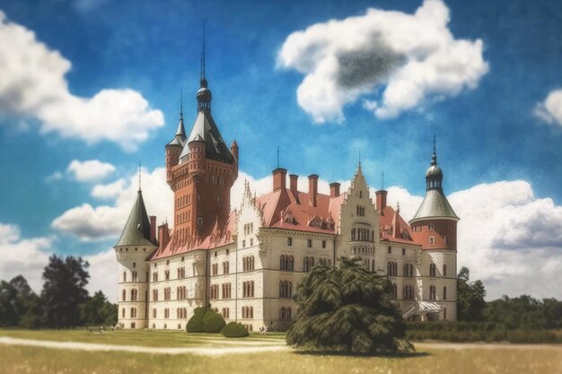 Castelo pitoresco em Moszna Silesia Polônia perto de Opole tirada em junho de 2018