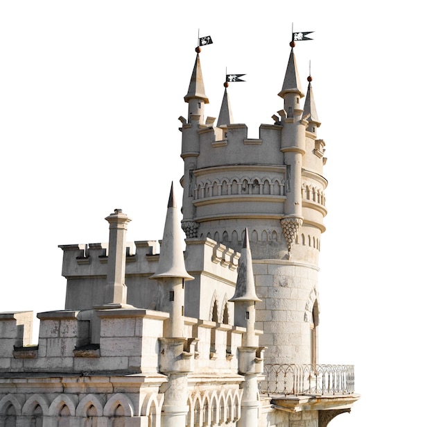Castelo Swallow Nest na Crimeia isolado em branco