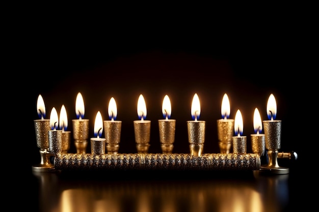 Castiçal com velas ardentes para Hanukkah Ai gerado