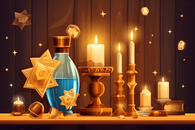Castiçal com velas ardentes para Hanukkah Ai gerado
