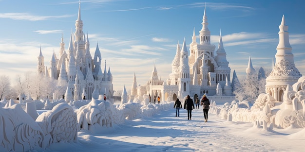 Foto castilla de la nieve en el día de invierno