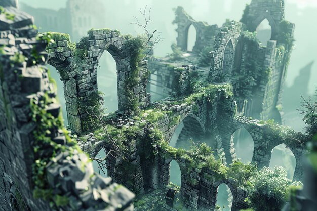 Foto un castillo abandonado con vides que crecen en él