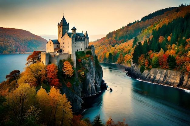 Castillo en un acantilado con vistas al río