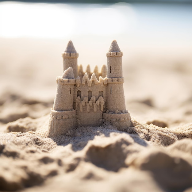 Castillo de arena detallado en una playa