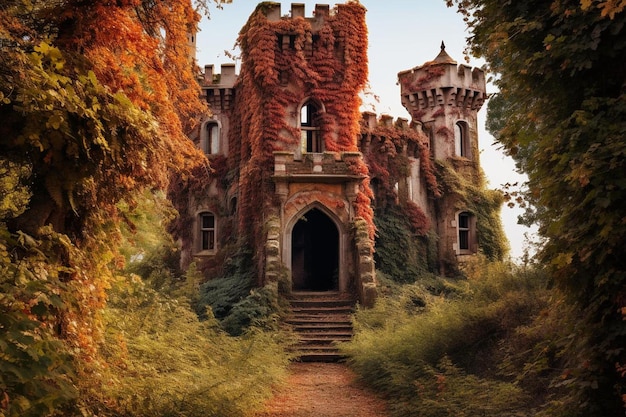 Foto un castillo en el bosque